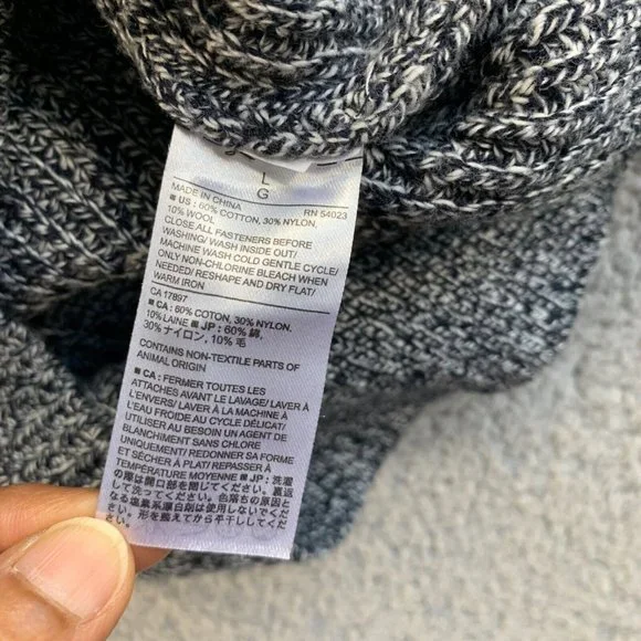 NEW Banana Republic Sweater Mens Large Gray Wool Blend Chunky Knit Shawl Collar - Picture 7 of 11